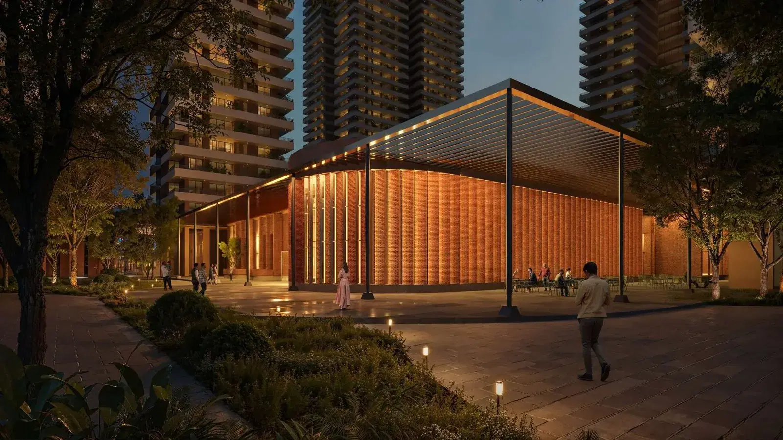 The Hub at Estate 361 in the evening (artistic rendition)